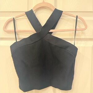 Babaton Black Cross-Strap Crop Top